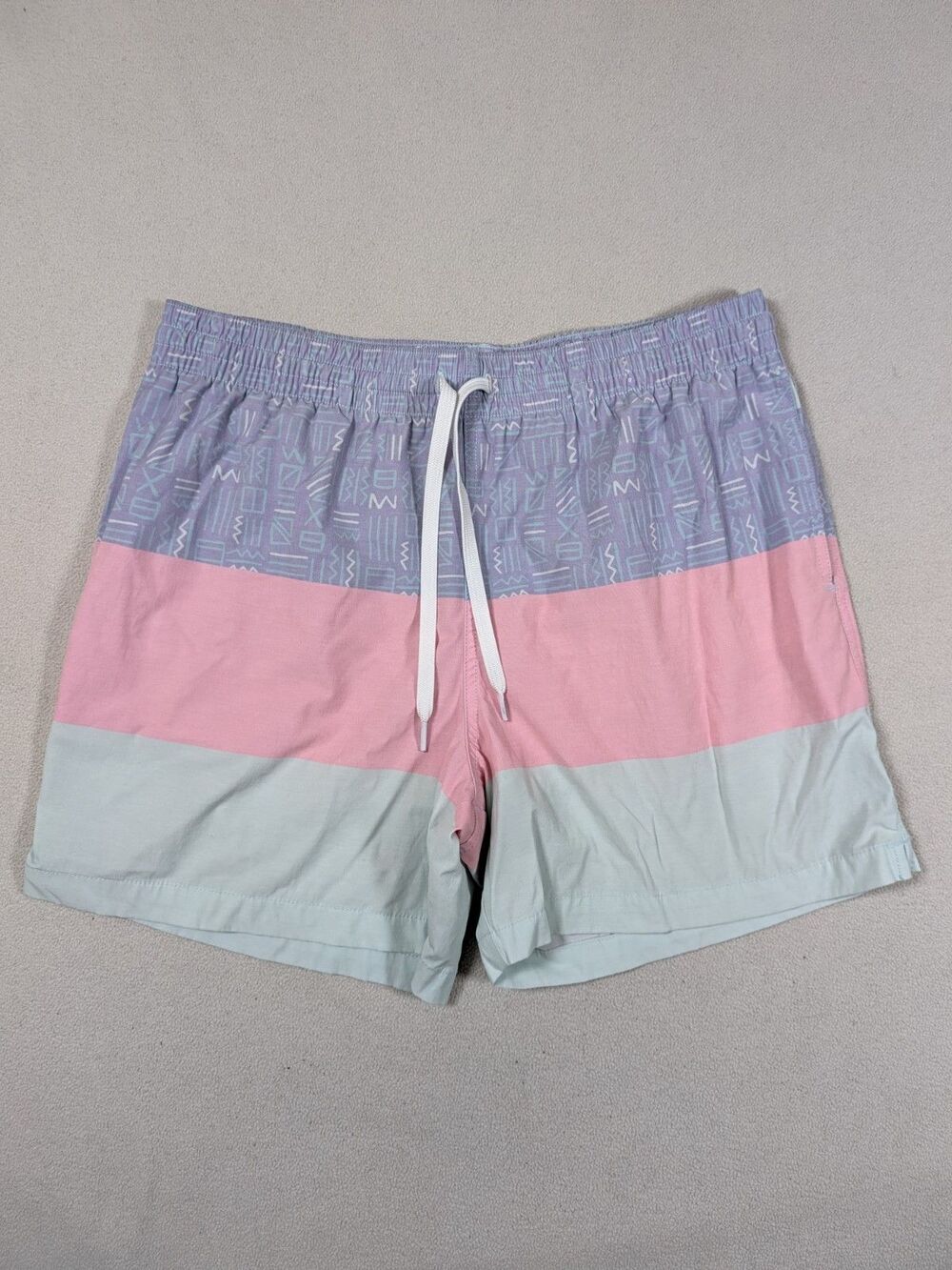 Chubbies Swim Trunks Shorts Mens Medium Pastel Stripe Retro Mesh Lined USA Made